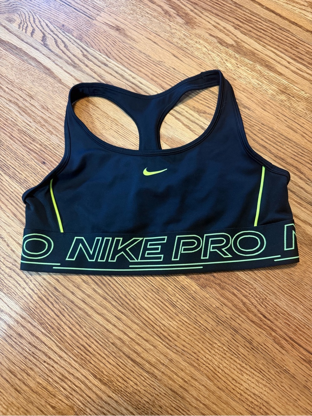 Nike Black Sports Bra with Volt Accents